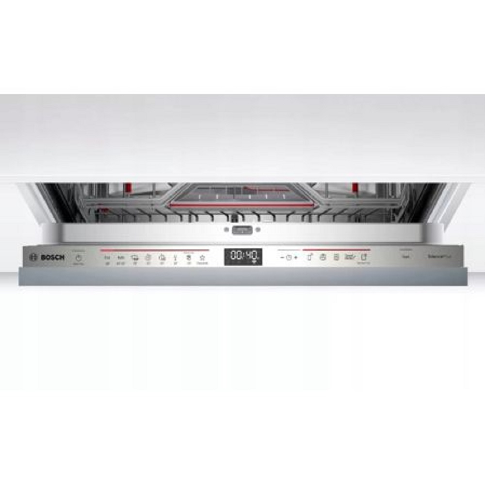 Close-up of the Bosch dishwasher control panel with a digital time display of 00:40 minutes.