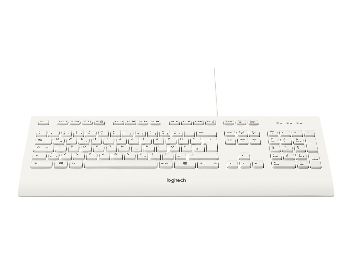 Logitech K280e Business USB Tastatur QWERTZ in Weiss mit Handballenauflage