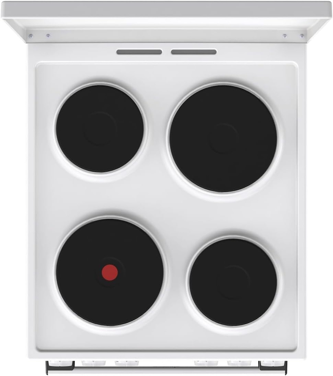 Glaskeramik-Kochfeld mit vier markierten Kochzonen und Restwärmeanzeige.