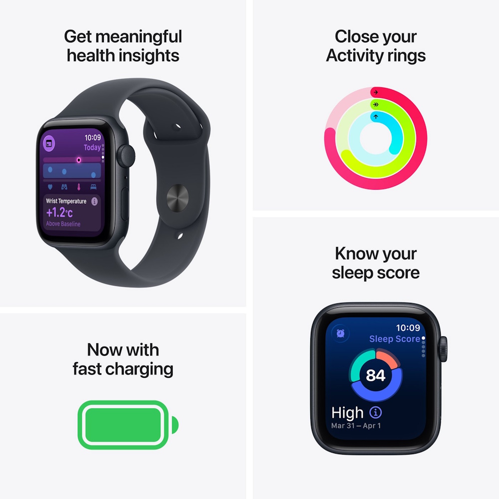 Apple Watch SE 3 GPS 40mm Smartwatch | Starlight aluminum housing | Starlight sports armband M/L | Always-On Retina Display
