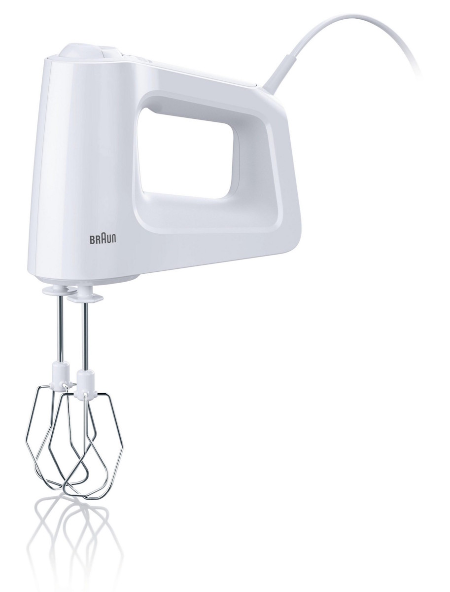 Side profile of Braun HM 3000 hand mixer showing the ergonomic handle design.