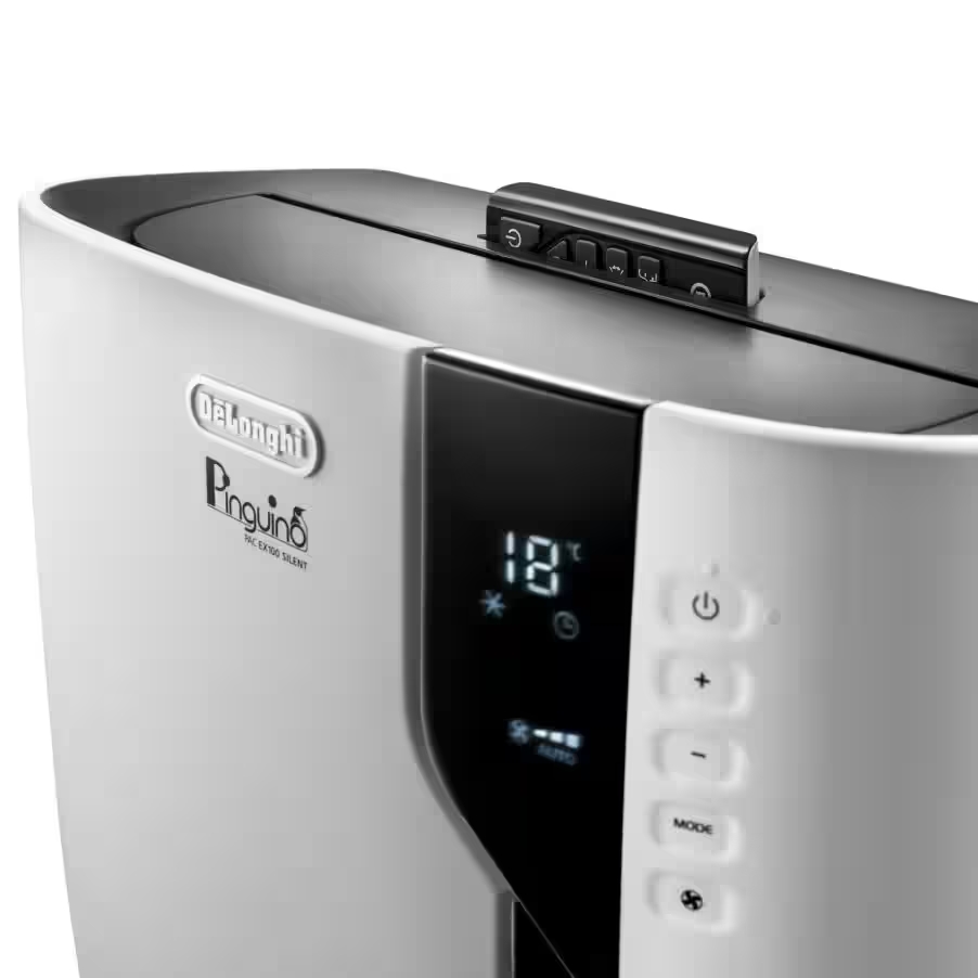 De'Longhi Pinguino PAC EX100 Silent: Mobile Klimaanlage für bis zu 110 m³. Kühlt effektiv, arbeitet leise. Ideal für erholsamen Schlaf. Luftentfeuchterfunktion inklusive.