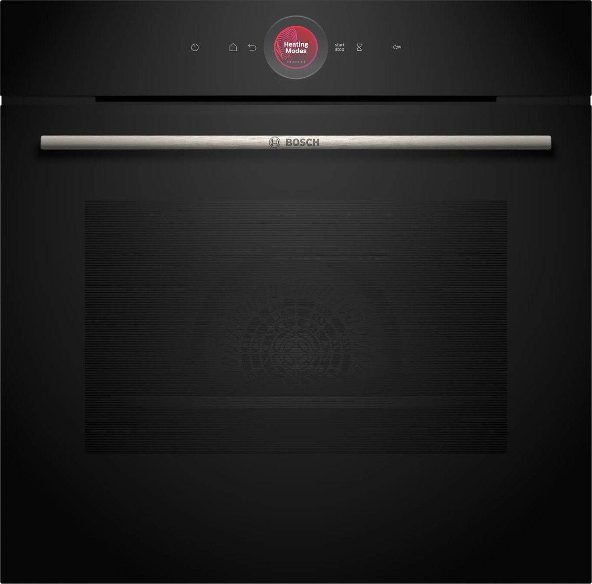 Black Bosch Series 8 built-in oven HBG7741B1 front view.