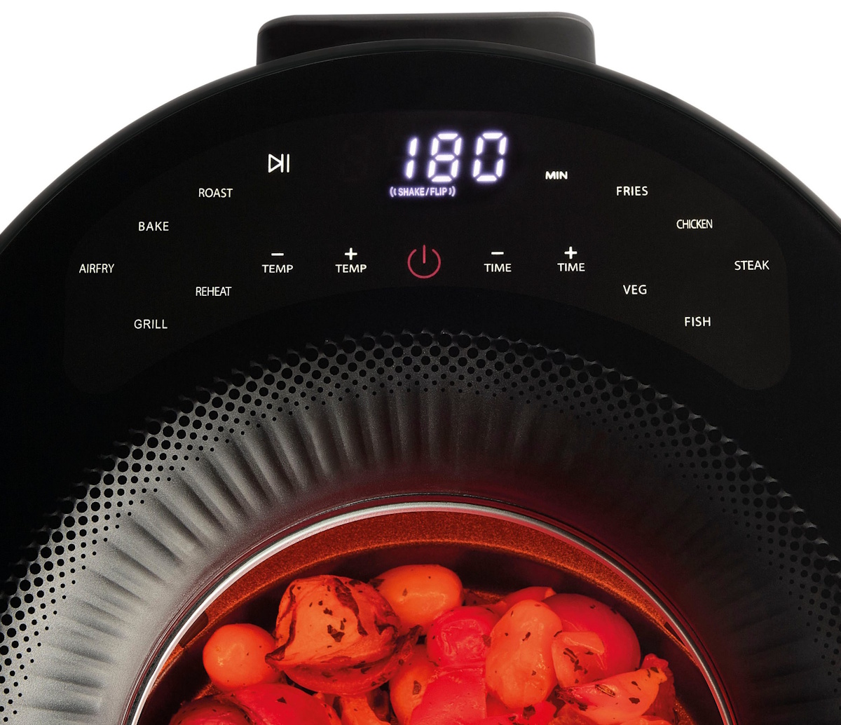 Russell Hobbs SatisFry Panoramic Airfryer touchscreen control panel with timer