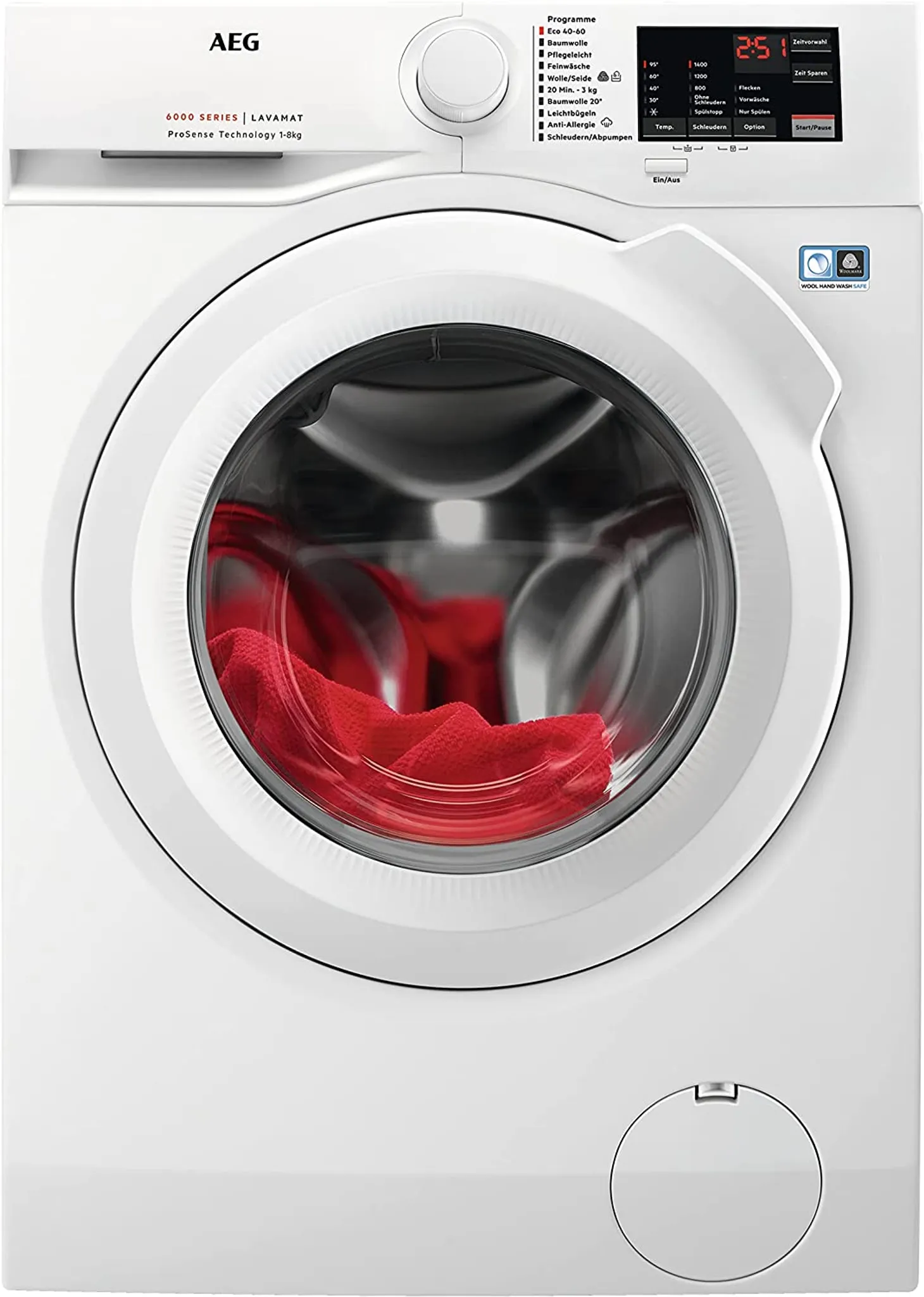 1_15CT5YZozdBsM6 AEG L6FBA51480 Waschmaschine / 8,0 kg / Leise / Mengenautomatik / Nachlegefunktion / Kindersicherung / Schontrommel / Wasserstopp / 1400 U/min