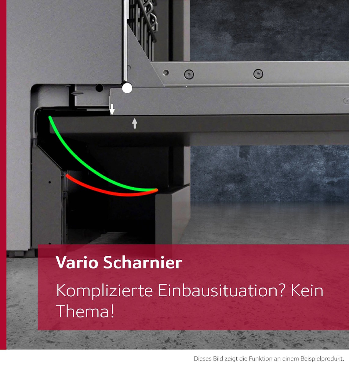 VarioScharnier des Neff S175EAX16E: ermöglicht erhöhte Installation und horizontale sowie vertikale Sockelverstellung für besondere Einbausituationen