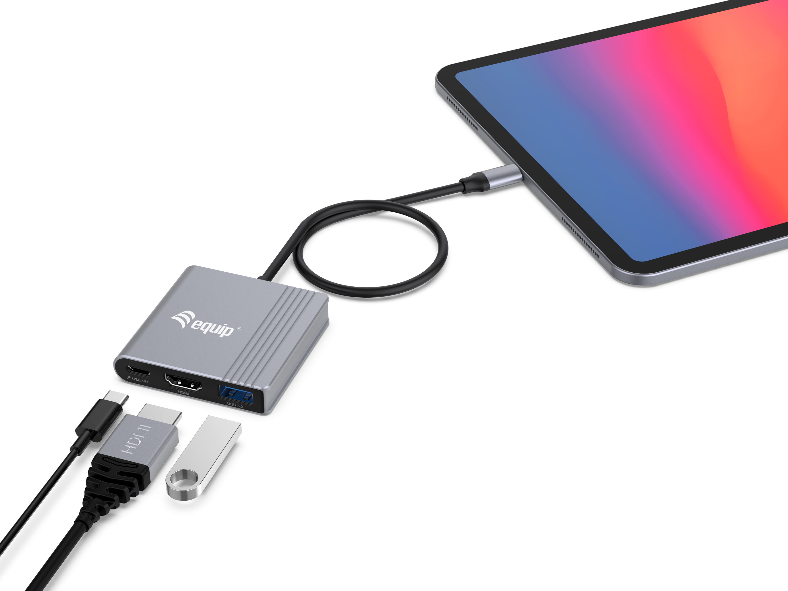Equip 3-in-1-USB-C-zu-HDMI-USB-A-USB-PD-Adapter