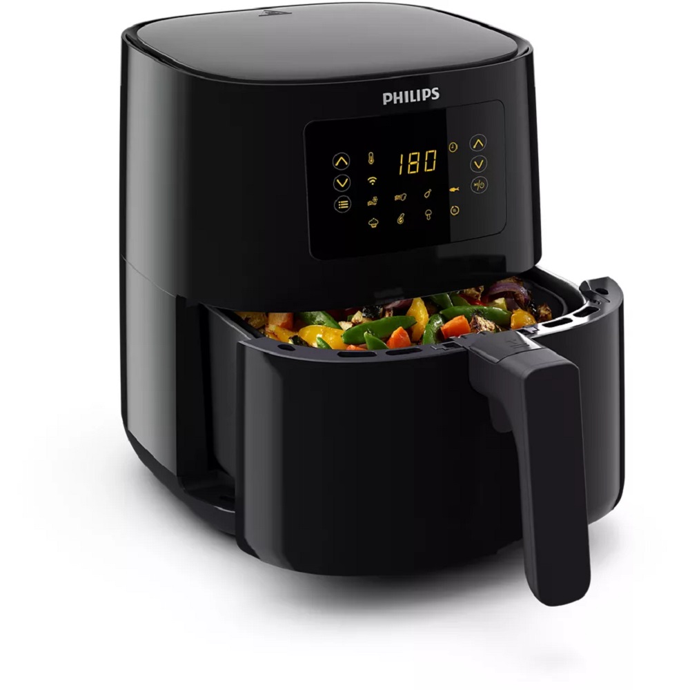 Philips HD9255/90 Airfryer in seitlicher Ansicht mit geöffneter Schublade