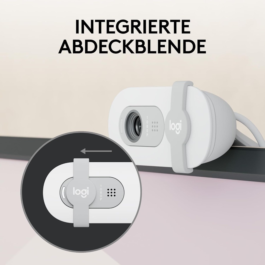 Logitech BRIO 105 webcam integrated privacy shutter for secure meetings