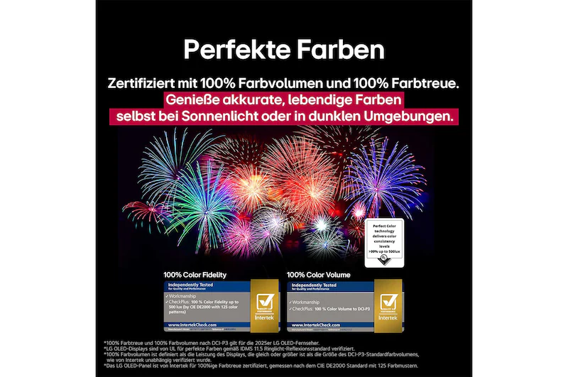 Farbenprächtiges Feuerwerk demonstriert 100 Prozent Farbtreue und Farbvolumen