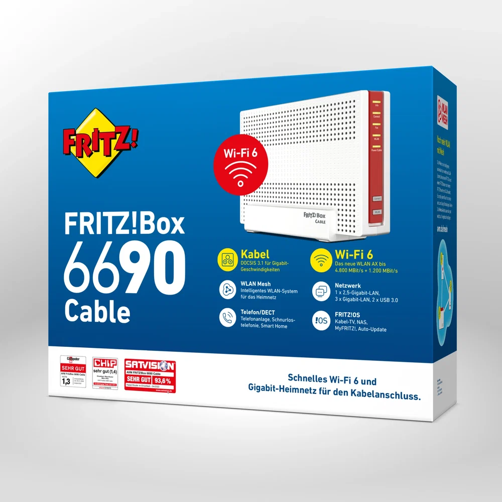 Box FRITZ! 6690 WLAN-Router Gigabit Ethernet Dual-Band (2,4 GHz/5 GHz) Weiß