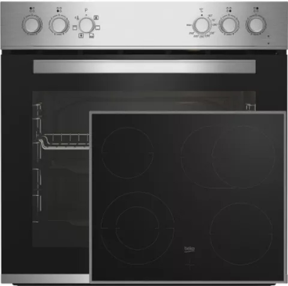 Beko BBUE12020X Einbau-Set: Umluft Ofen + Glaskeramik Kochfeld, Edelstahl