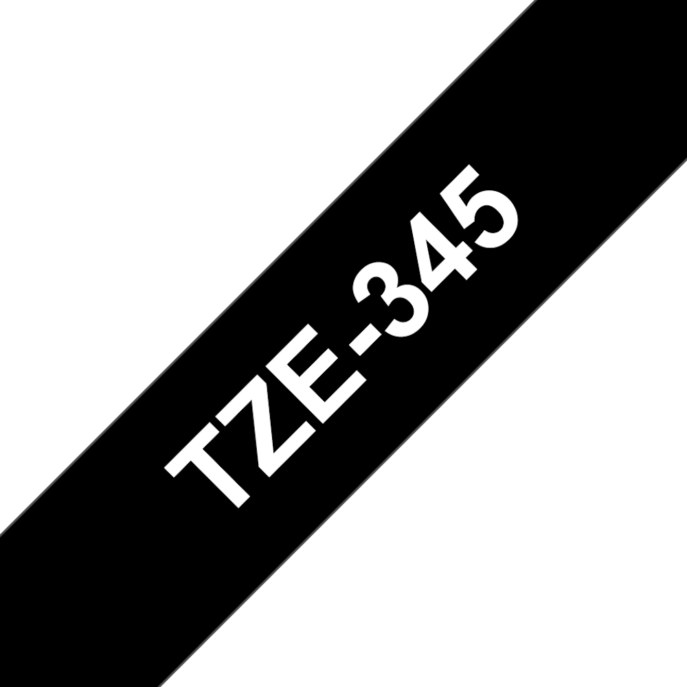 Brother TZe-345 Schriftband 18 mm Weiß auf Schwarz | Original P-touch Kassette 8m | Laminiert & Wetterfest
