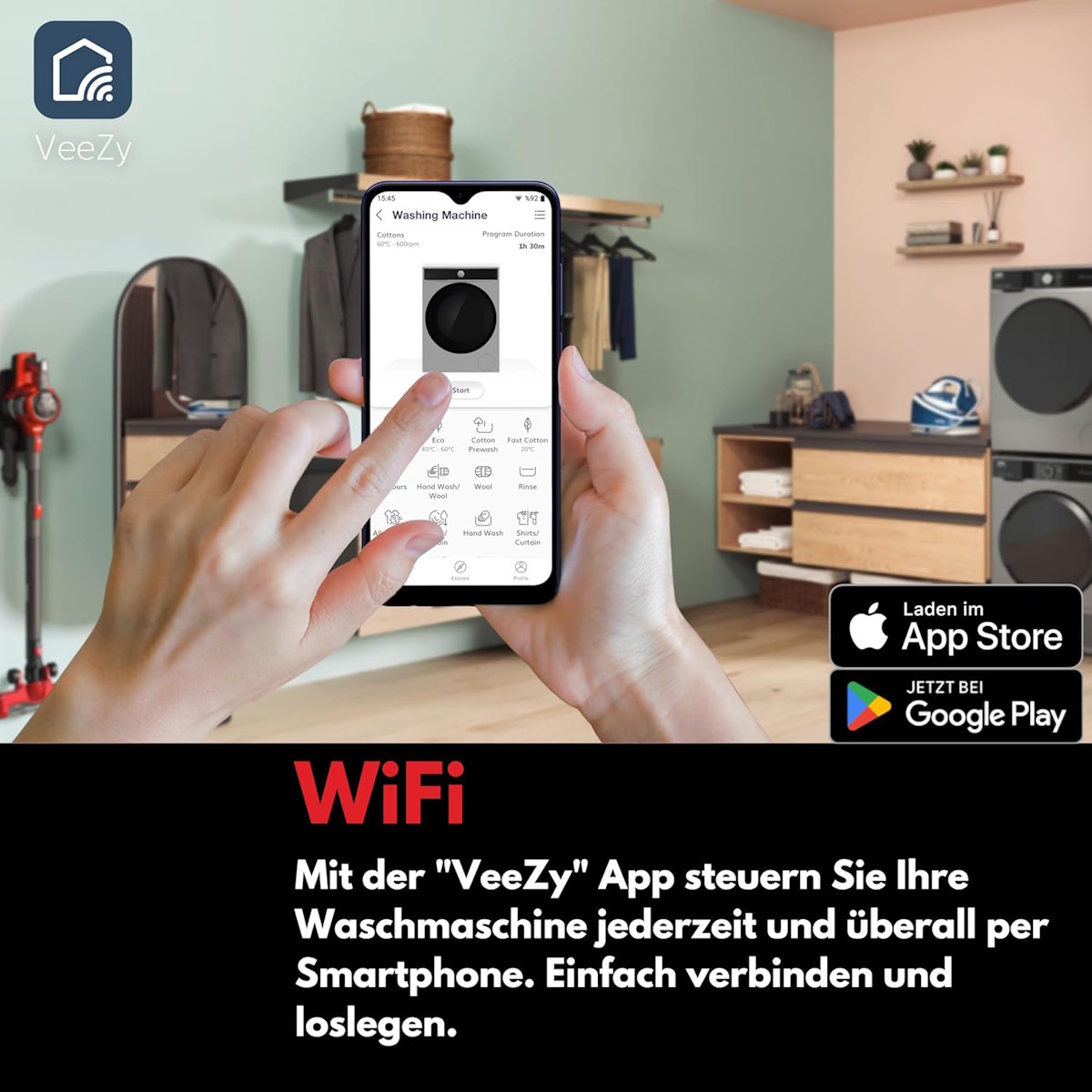 Vestel Waschmaschine WiFi Konnektivität und App-Steuerung