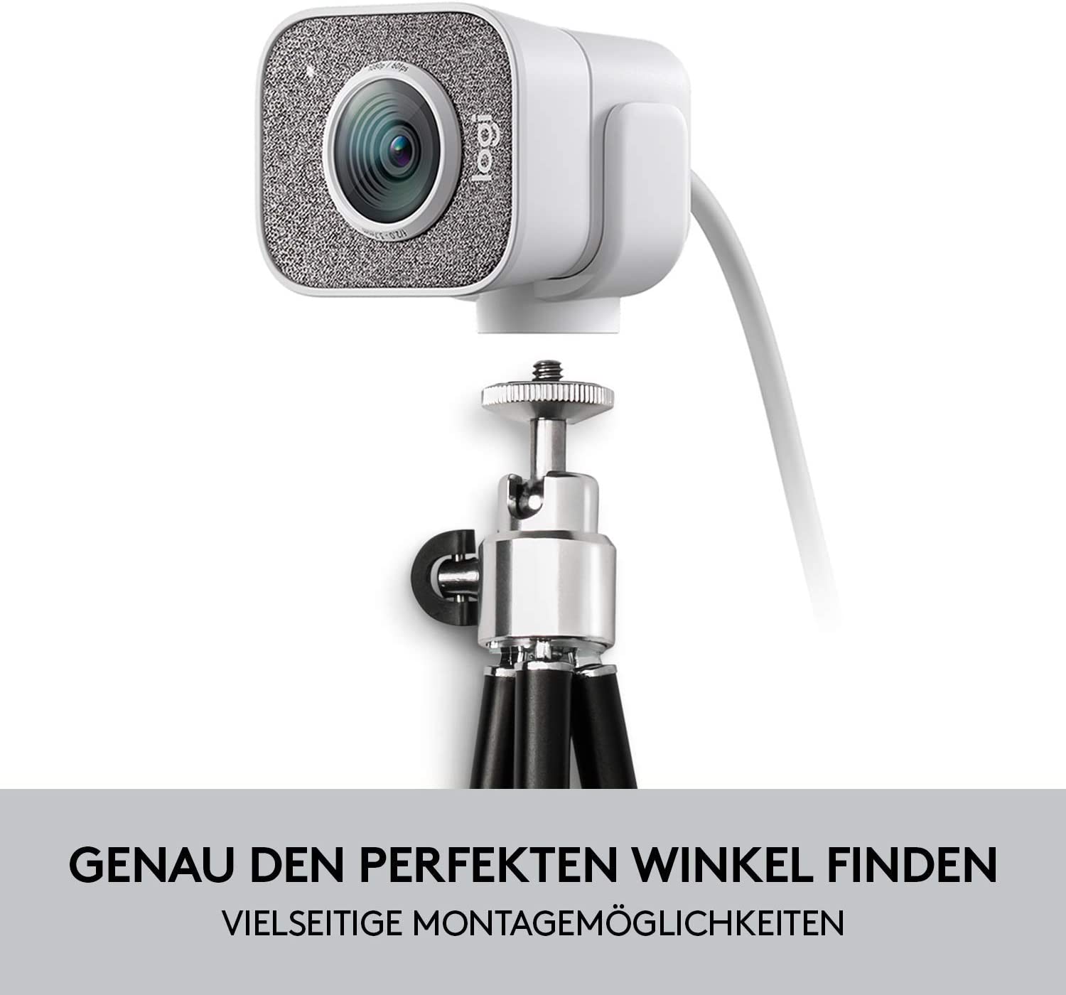 StreamCam vielseitig montierbar für jede Aufnahmesituation Logitech StreamCam Montageoptionen an Monitor oder Stativ