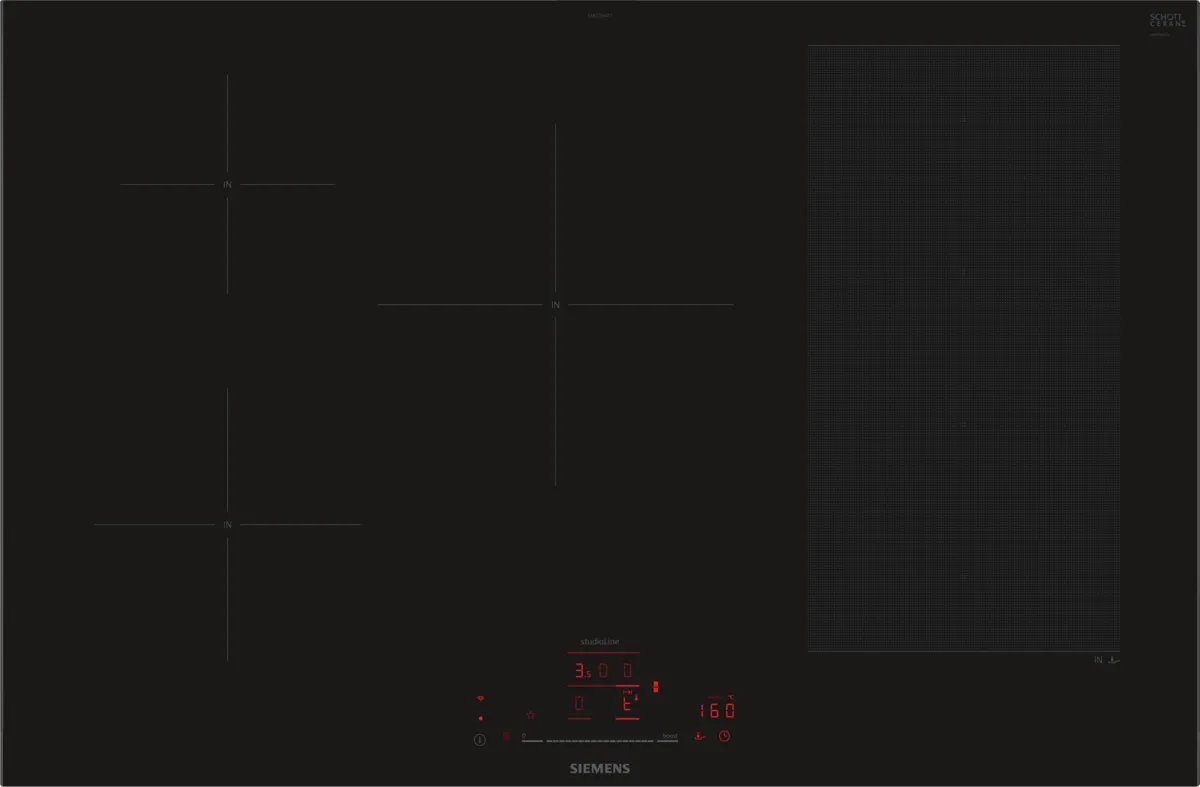 Siemens EX877HVC1E iQ700 Induktionskochfeld, 80 cm, Frontansicht