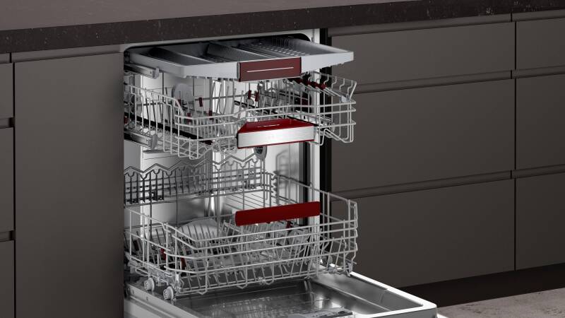 Neff S297TCX00E: Fully integrated dishwasher with zeolite drying and Flex 3 baskets