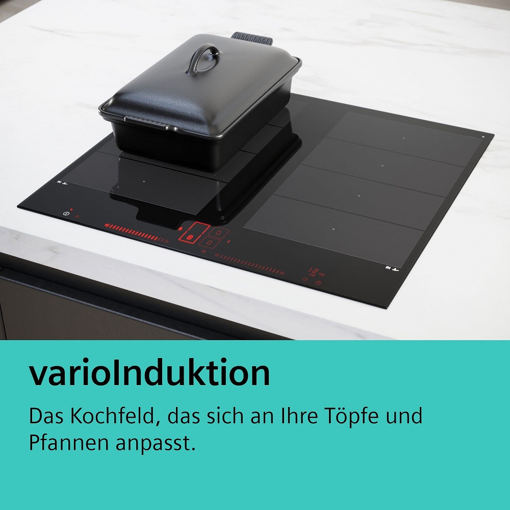 SIEMENS EX601LXC1E iQ700 - automatische Anpassung der Kochzonen dank varioInduktion SIEMENS EX601LXC1E iQ700 - automtaische anpassung der Kochzone an Ihr Kochgeschirr