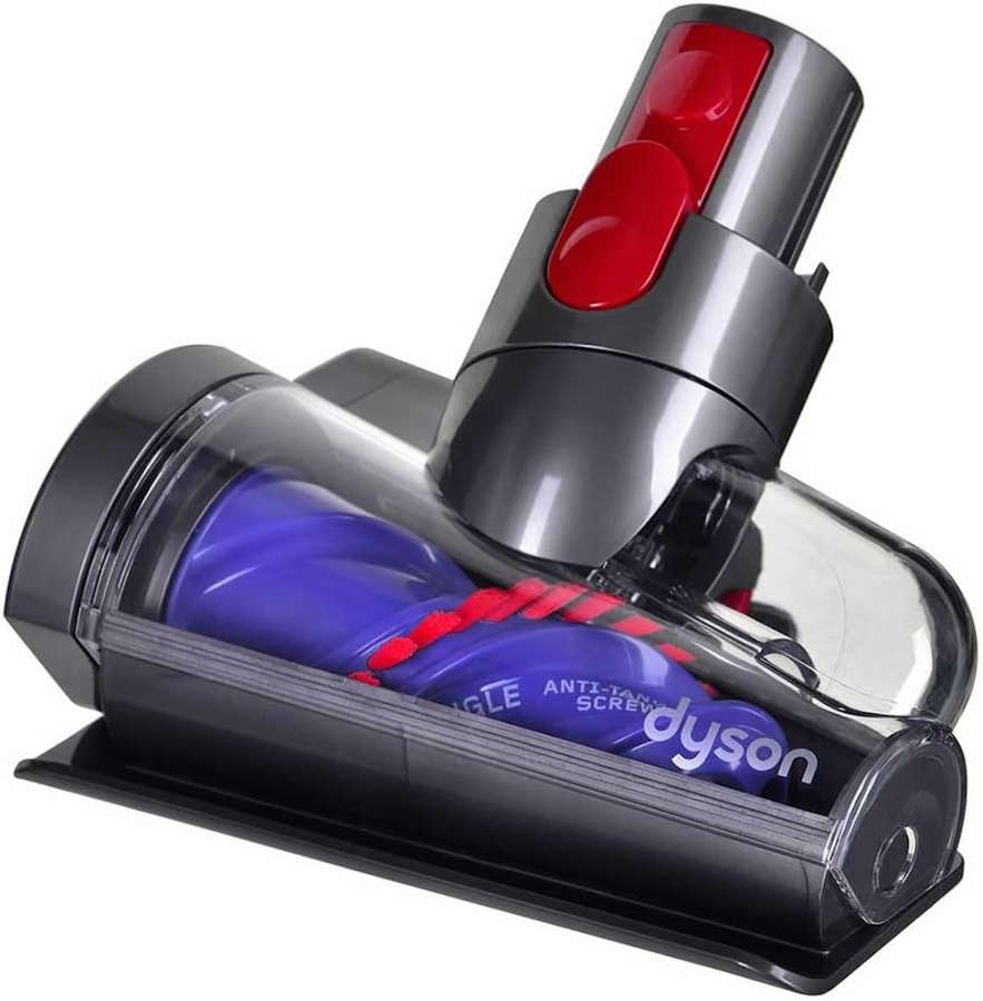 Dyson Haardüse (Hair Screw Tool) entfernt Tierhaare von Polstern und Matratzen ohne Verfangen.