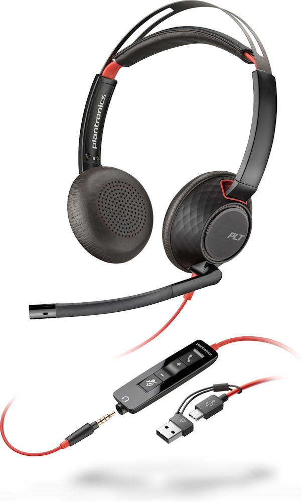 HP Poly Blackwire 5220 Stereo USB-C-Headset +3,5-mm-Stecker +USB-C/A-Adapter (Packungseinheit)