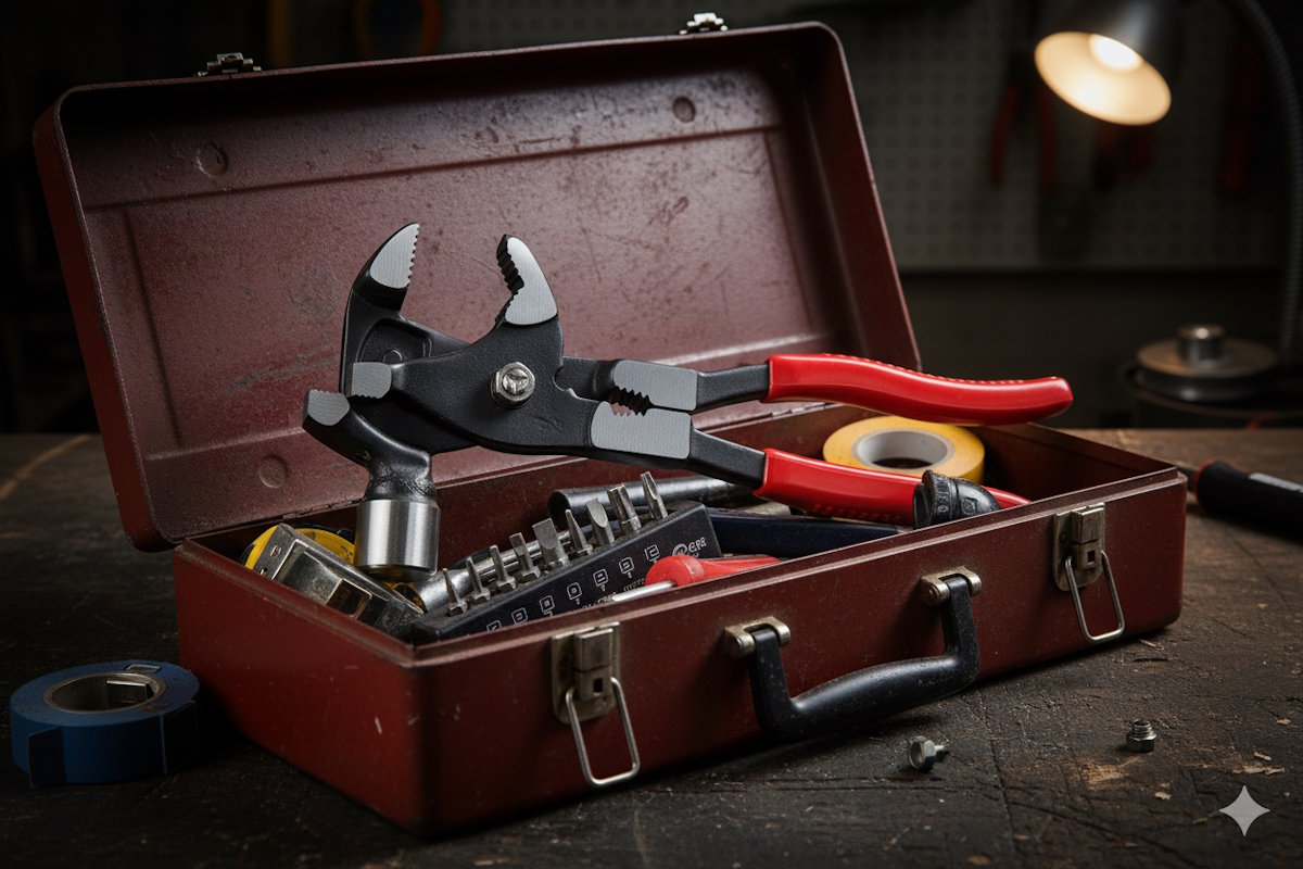Kompaktes Allround-Werkzeug Westfalia 6-in-1 Multifunktionszange, im Werkzeugkasten
