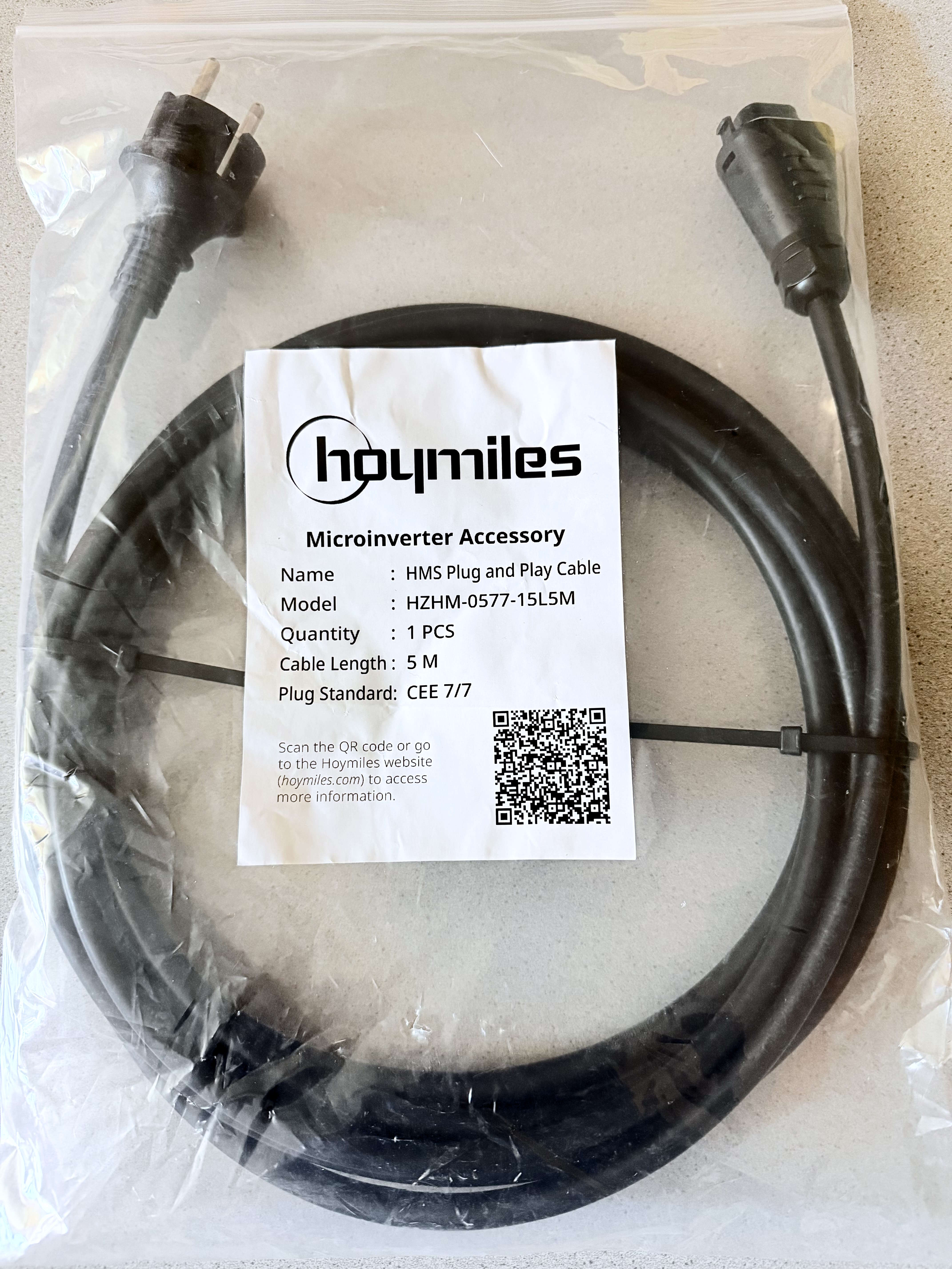 Hoymiles HMS Anschlusskabel 5m Schuko-Stecker