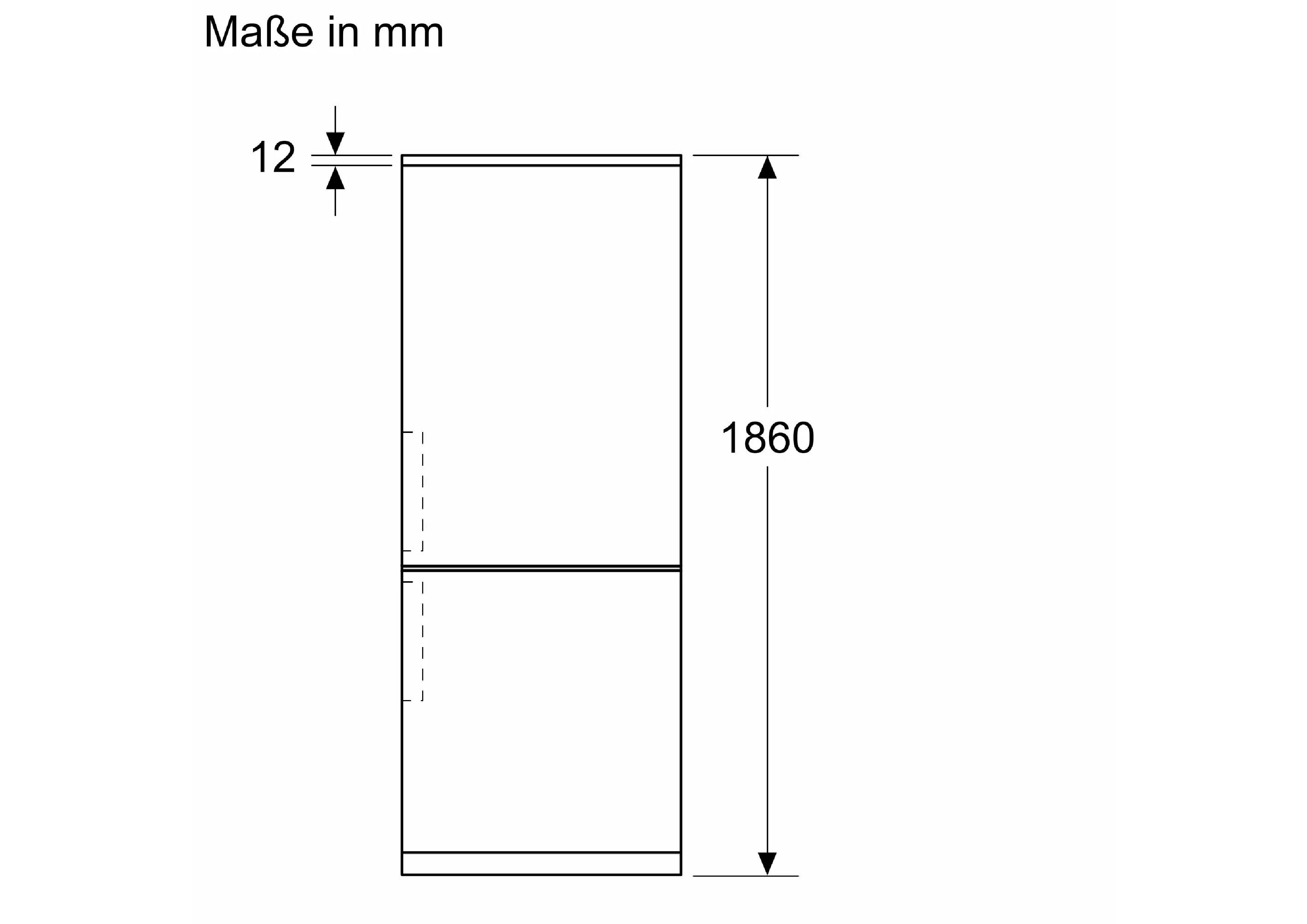 Technische Maßzeichnung der Gerätehöhe von 1860 mm in der Seitenansicht.