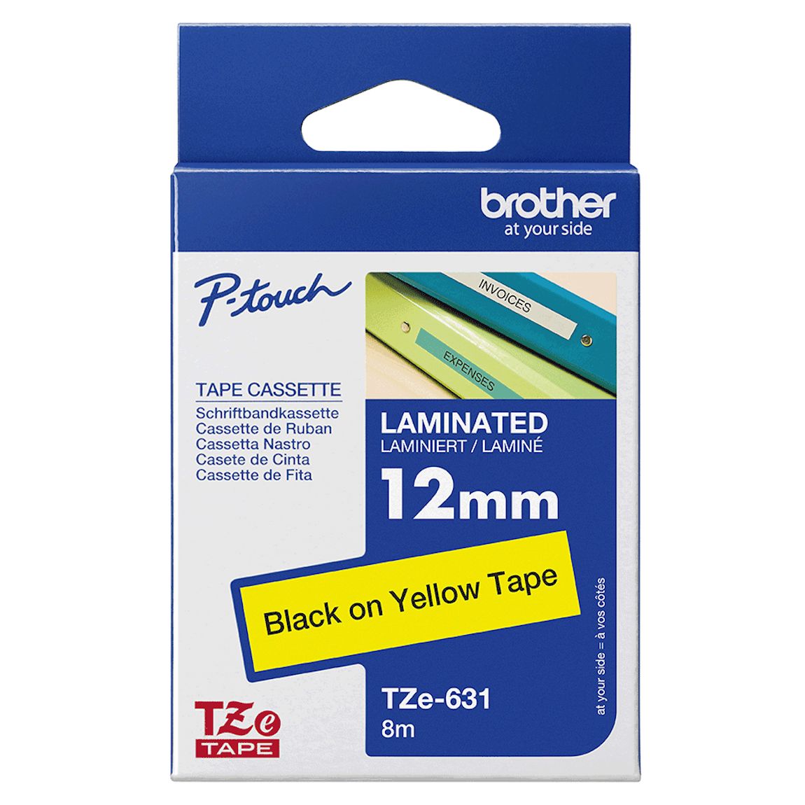 Originalverpackung des Brother TZe-631 Schriftbands, 12 mm x 8 m, EAN 4977766686686, 1 Bandkassette im Lieferumfang