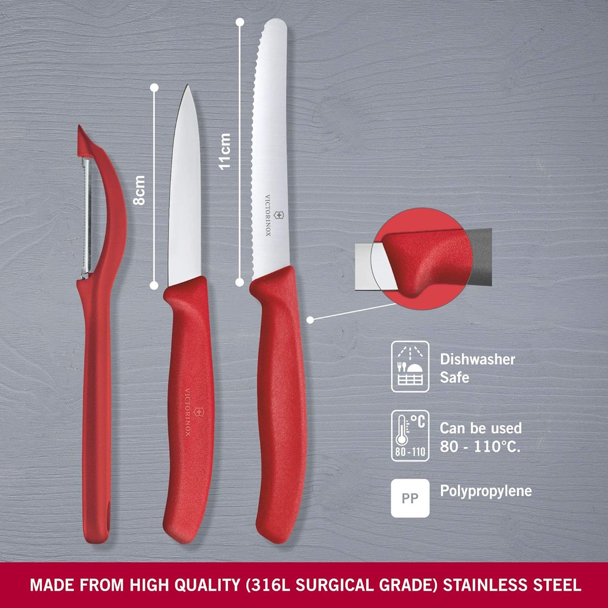 3-teiliges Set Victorinox 6.7111.31 Swiss Classic Gemüsemesser-Set, Tomatenmesser, Sparschäler