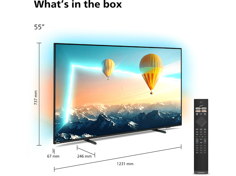 PHILIPS 55PUS8007/12 LED TV (Flat, 55 Zoll ,139 cm, UHD 4K, SMART TV, Ambilight, Android TV™ 11 (R)
