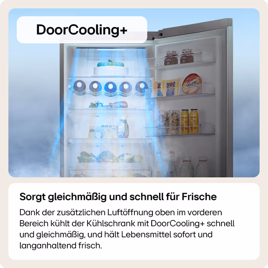 LG GSXV91MCAE Side-by-Side-Kühlschrank DoorCooling+ für gleichmäßges Kühlen LG GSXV91MCAE Side-by-Side-Kühlschrank Schnelle Frische dank DoorCooling+