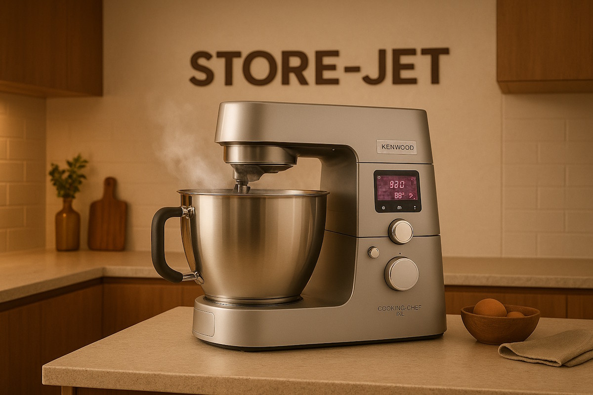 Kenwood Küchenmaschine KCL95.424SI Kenwood Titanium Cooking Chef XL Küchenmaschine in Silber mit Kochfunktion und Rührzubehör.