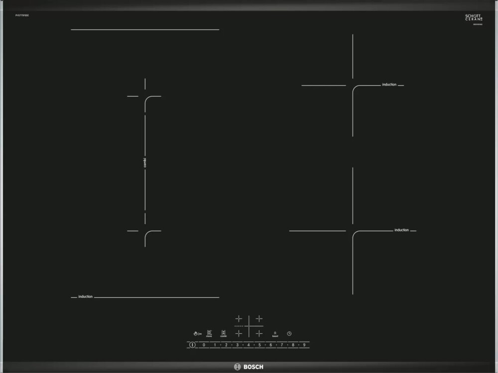 Bosch PVS775FB5E Series 6 induction hob, 70 cm, black - glass ceramic