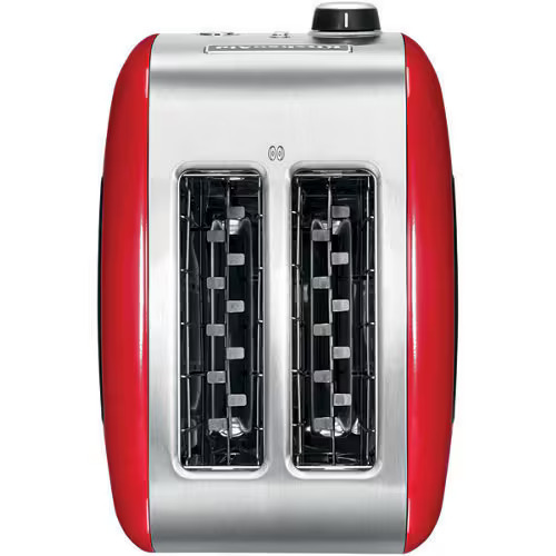 KitchenAid 5KMT221EER Toaster in Empire Red, Ansicht von oben mit zwei Toastschlitzen.
