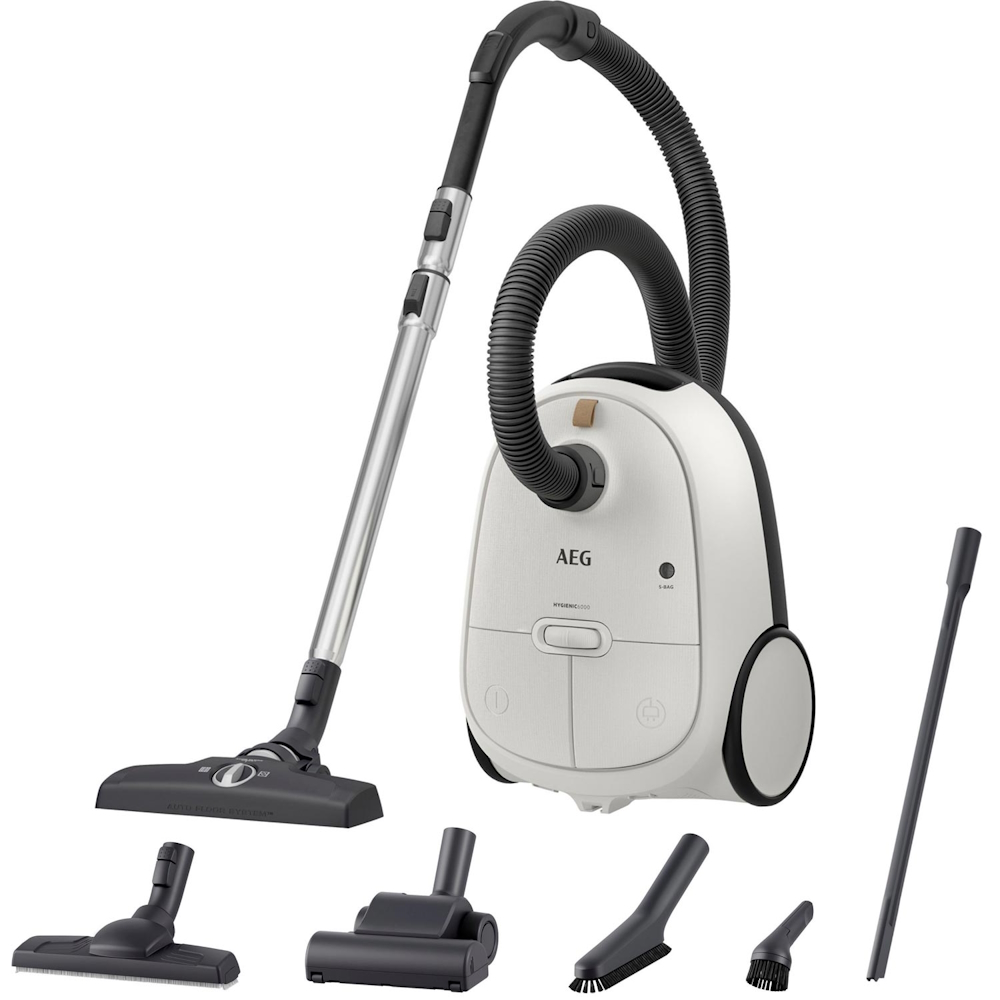 AEG AB61H6SW HYGIENIC 6000 Bodenstaubsauger mit Beutel | 12m Aktionsradius | Allergy Plus Filter | 50% Recyclingkunststoff | Inkl. Turbodüse