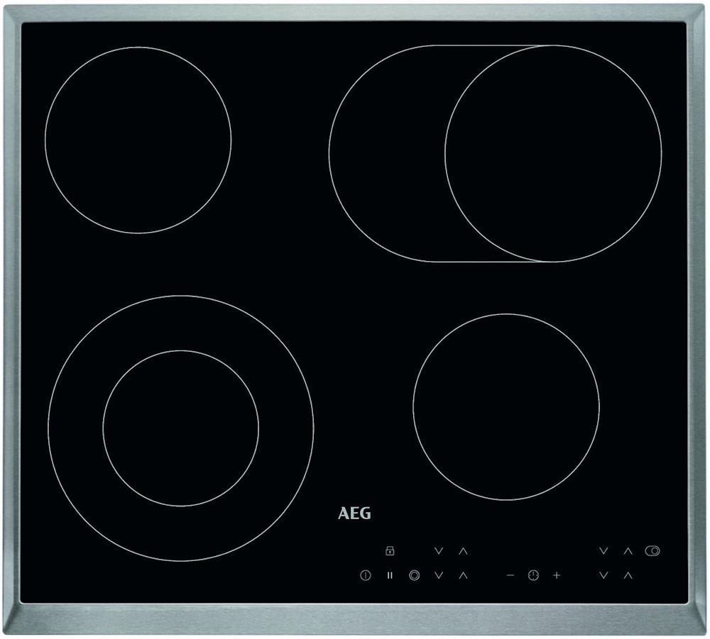 AEG HK634060XB Self-sufficient glass ceramic hob | 60 cm | Triple ring & roasting zone | Stop&Go function | OptiFit stainless steel frame