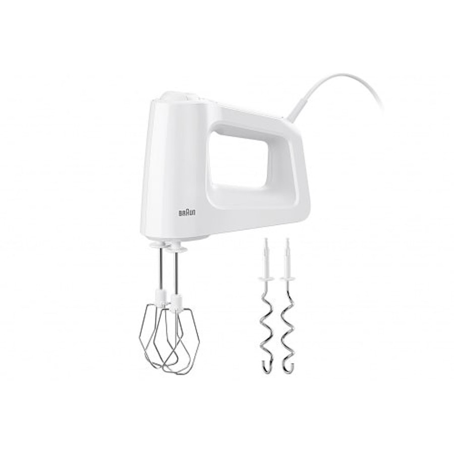 Braun MultiMix 3 HM3000 white hand mixer front view