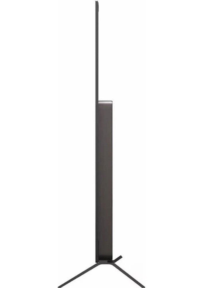 Nahaufnahme der extrem dünnen Seitenansicht eines LG OLED TV, die das schlanke Profil zeigt.