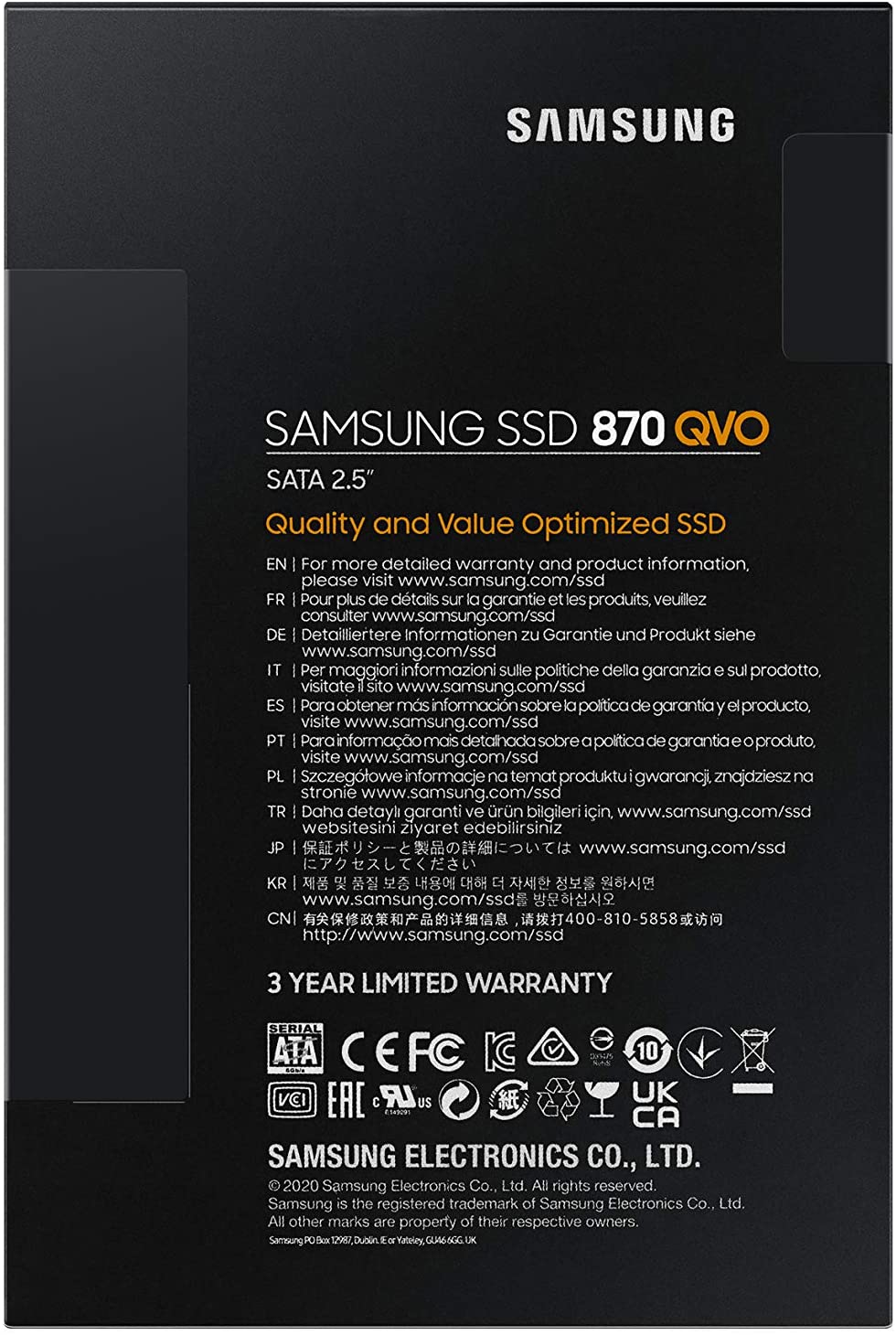 SAMSUNG 870 QVO 1 TB, SSD (grau, SATA 6 Gb/s, 2,5", intern)