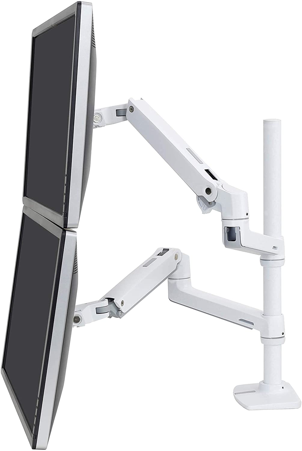 LX Dual Monitor Arm für zwei Monitore nebeneinander, Tischhalterung weiss