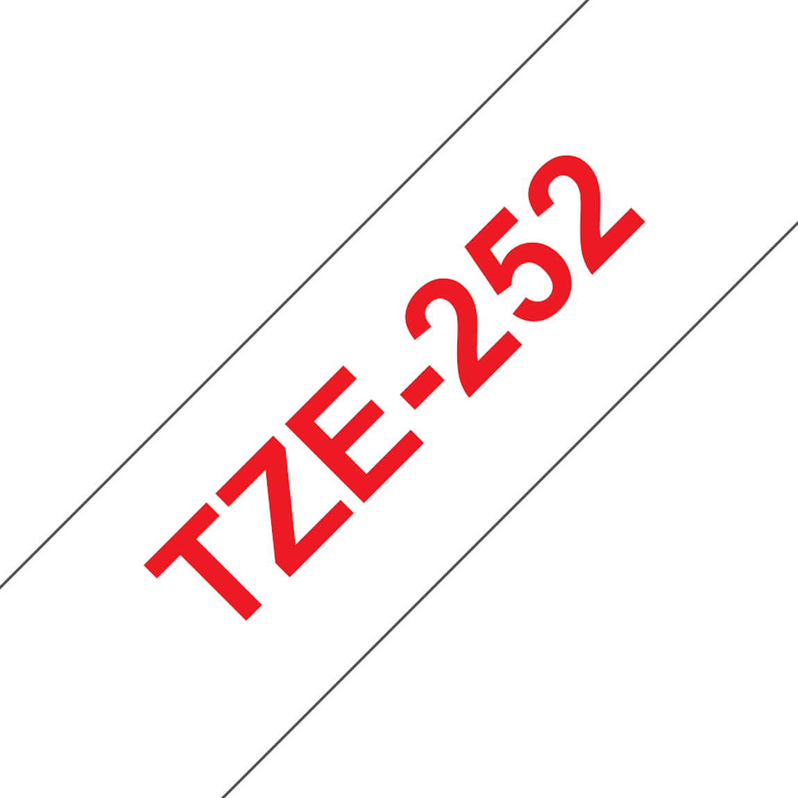 Brother TZe-252 laminiertes Schriftband 24 mm, rote Schrift auf weißem Untergrund, TZe-Kassette, Produktansicht