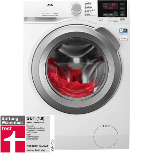 AEG L7FBG61480 Wasch­ma­schi­ne Frontlader 8 kg 1400 1400 Touren ProSteam Weiß, EEK: A, EAN: 7332543813322