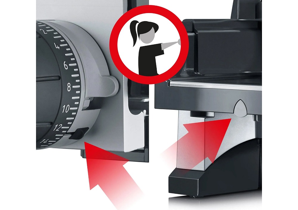 Dreifache Kindersicherung und Sicherheitsfunktionen