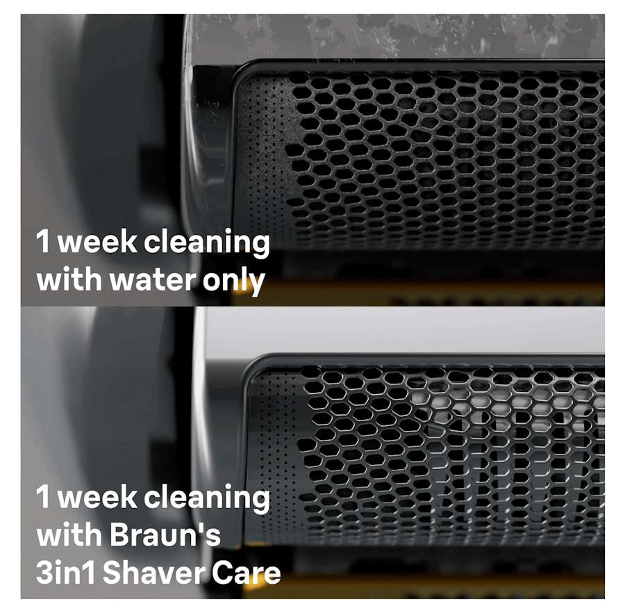 Gepflegter Braun Rasierkopf nach der Verwendung von ShaverCare