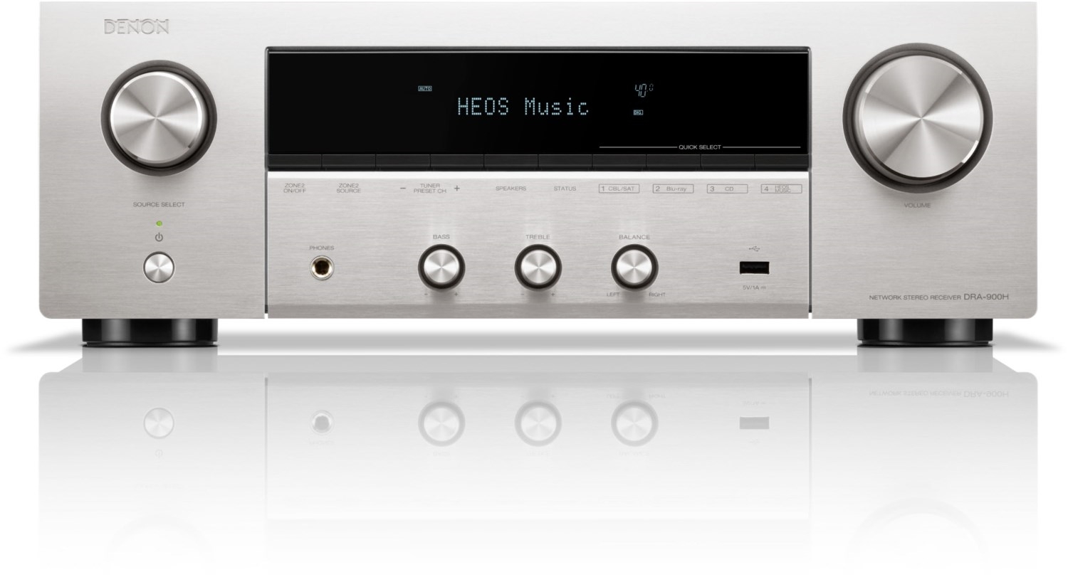 DENON DRA-900H 2.2-Kanal 145W 8K-AV-Re­cei­ver (Blue­tooth, WLAN) mit HEOS Built-in, silber