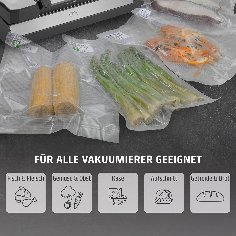 Caso Profi-Folienbeutel, für Fisch & Fleisch, Gemüse & obst, Käse & Aufschnitt sowie Getreide und Brot