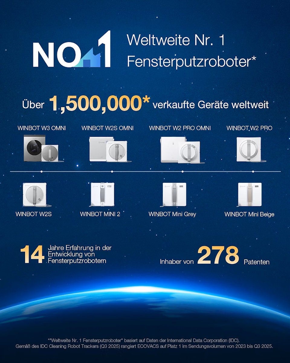 Infographic of the 10-level protection system of Ecovacs WINBOT W2 PRO WG852: 6 hardware and 3 software safety mechanisms with fall protection