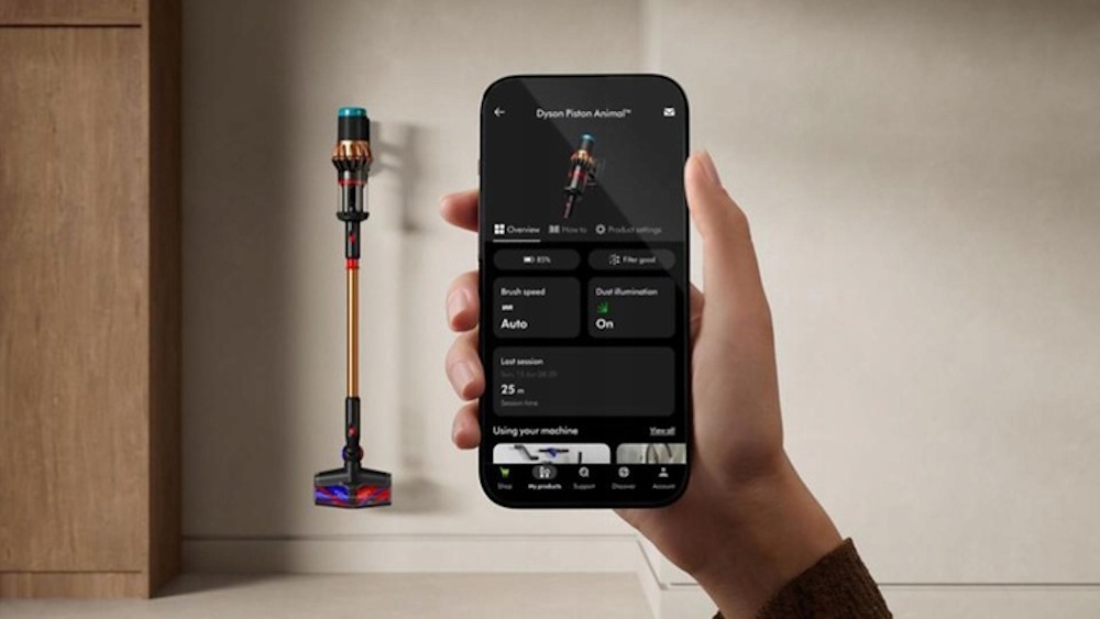 Der Dyson V16 Piston Akku-Staubsauger in der praktischen Wandhalterung mit Ladefunktion