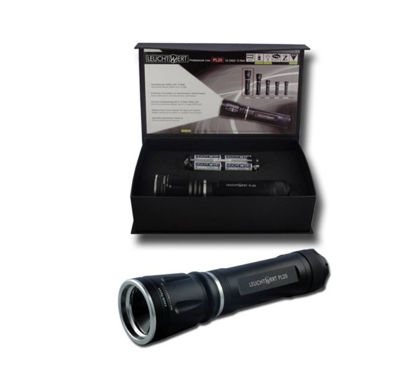 1IXncjeEgz12sd LEUCHTWERT Professional Line LED-Taschenlampe PL-25 in Geschenkbox