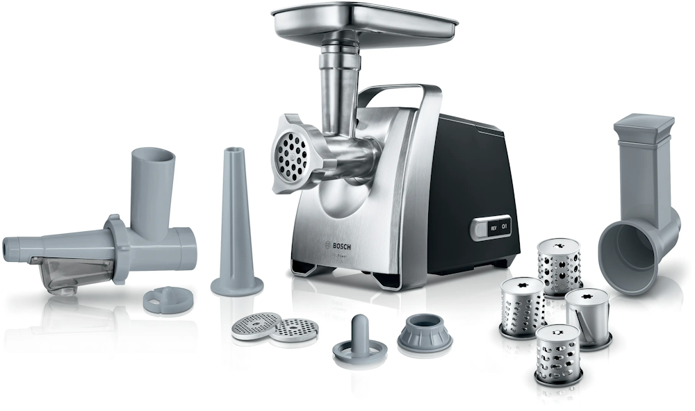 Bosch MFW68660 ProPower Fleischwolf – 2200W, 3 kg/min, Edelstahl-Lochscheiben & Fruchtpresse